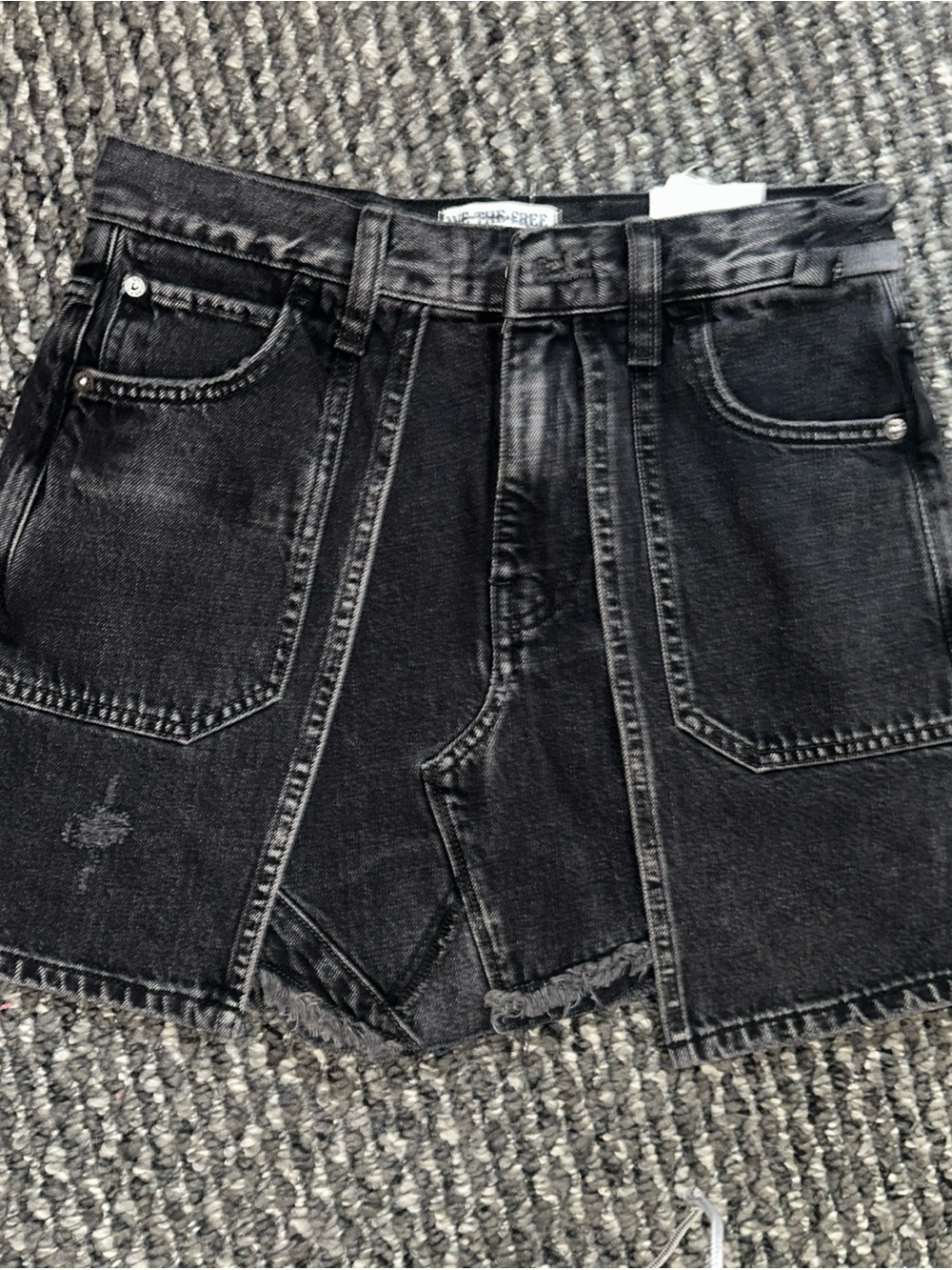 We The Free Washed Black Denim Skirt